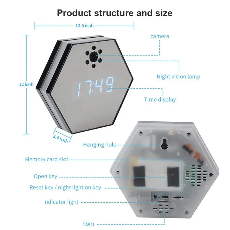 "Innovative Surveillance: 4K HD Mini WiFi Camera Electronic Clock with Two-Way Audio"