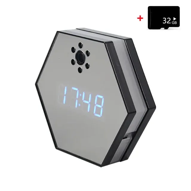 "Innovative Surveillance: 4K HD Mini WiFi Camera Electronic Clock with Two-Way Audio"