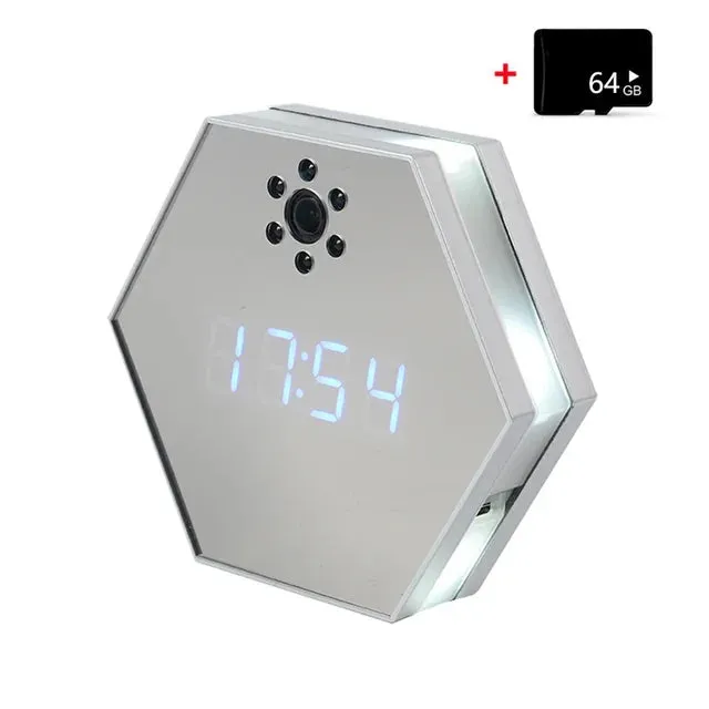 "Innovative Surveillance: 4K HD Mini WiFi Camera Electronic Clock with Two-Way Audio"