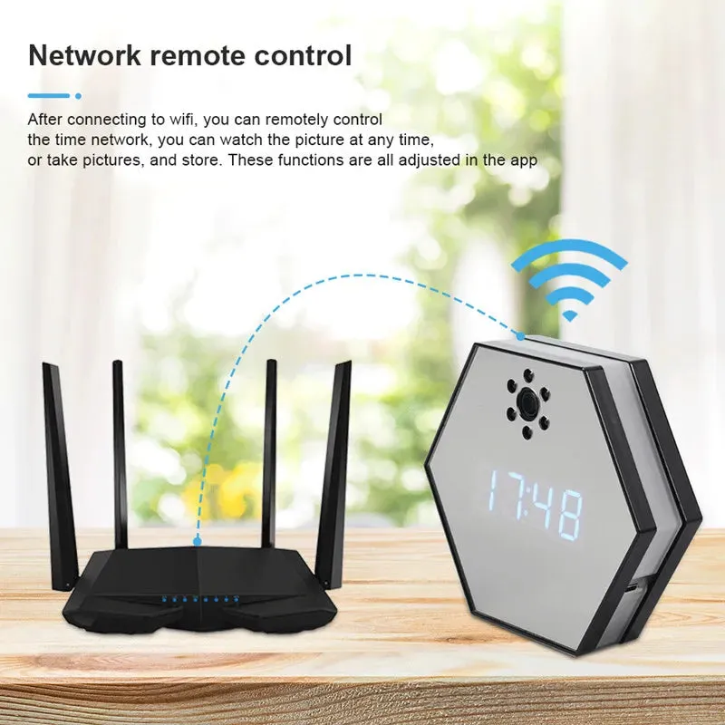 "Innovative Surveillance: 4K HD Mini WiFi Camera Electronic Clock with Two-Way Audio"