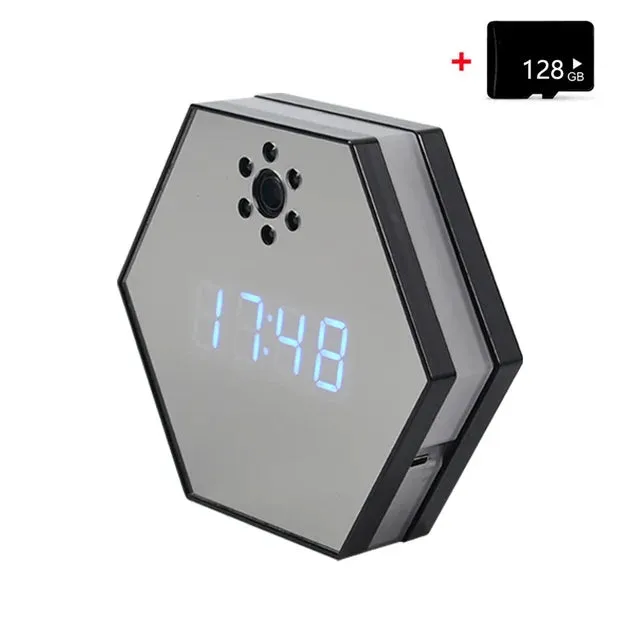 "Innovative Surveillance: 4K HD Mini WiFi Camera Electronic Clock with Two-Way Audio"