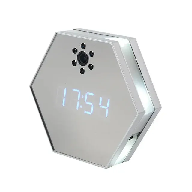 "Innovative Surveillance: 4K HD Mini WiFi Camera Electronic Clock with Two-Way Audio"