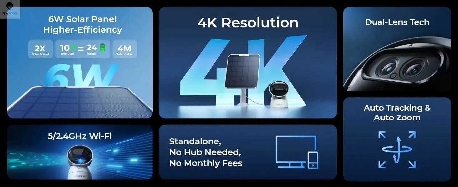 Reolink Argus Series 4K Battery WiFi Security Camera 8MP WiFi Solar Camera Solar/Battery Powered Home Video Surveillance Cameras