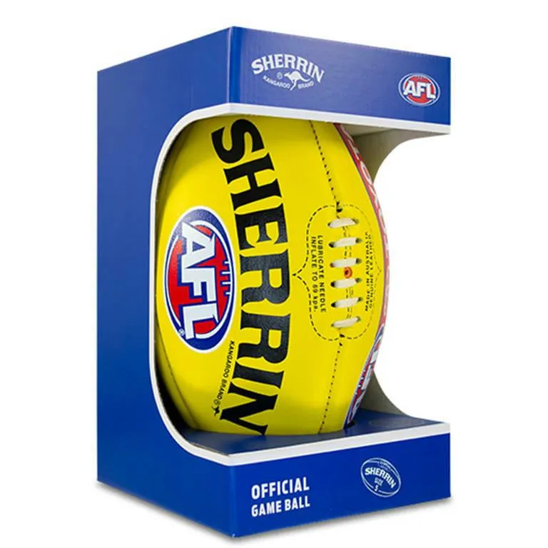 Sherrin KB Yellow AFL Official Game Ball