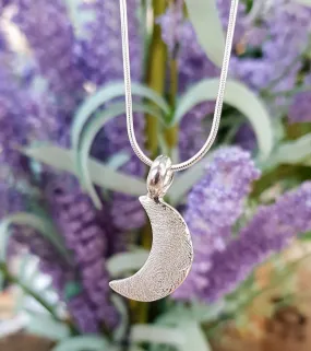 Silver 'Crescent Moon' Fingerprint Necklace