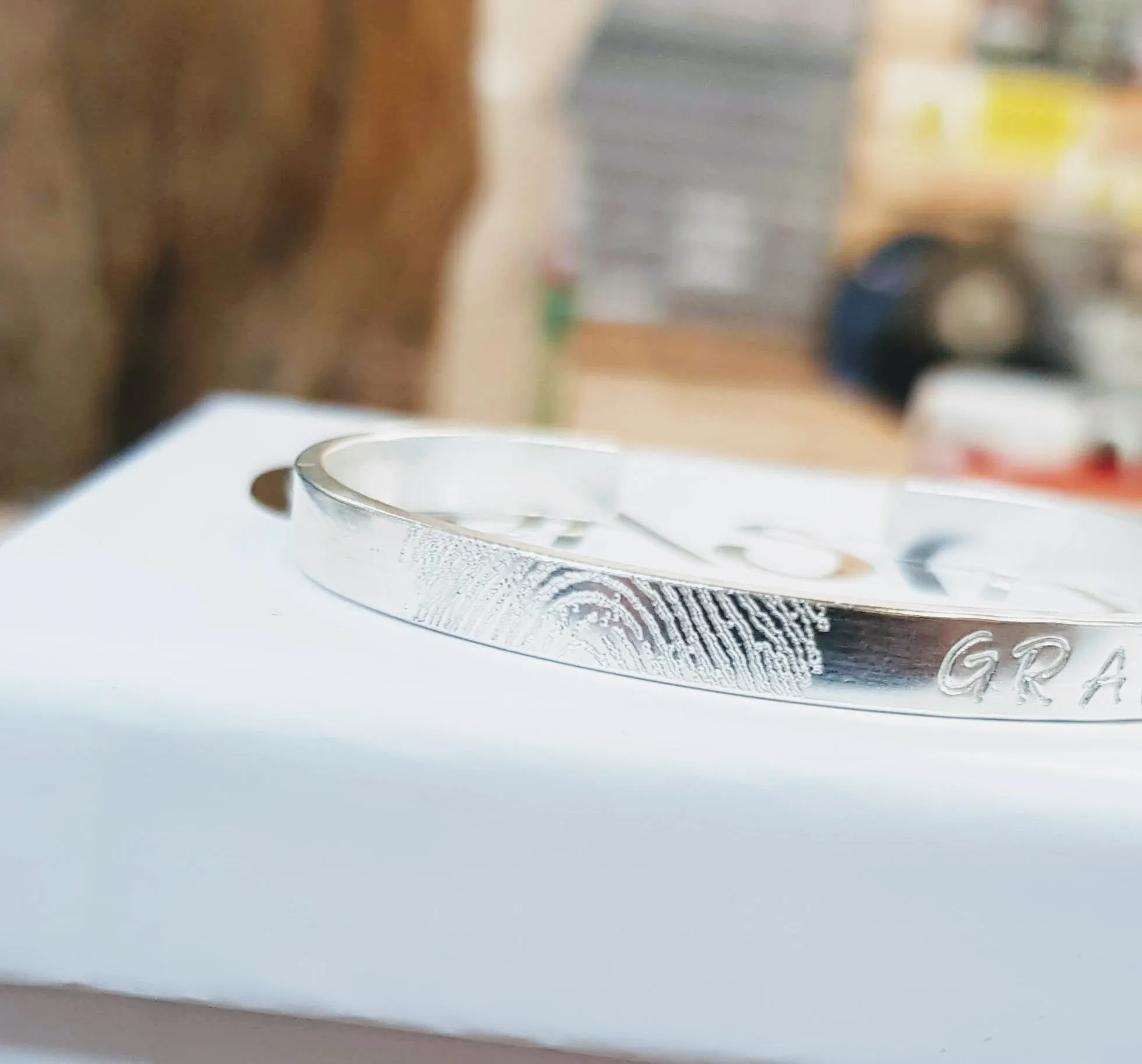 Silver Fingerprint & Stamping Cuff
