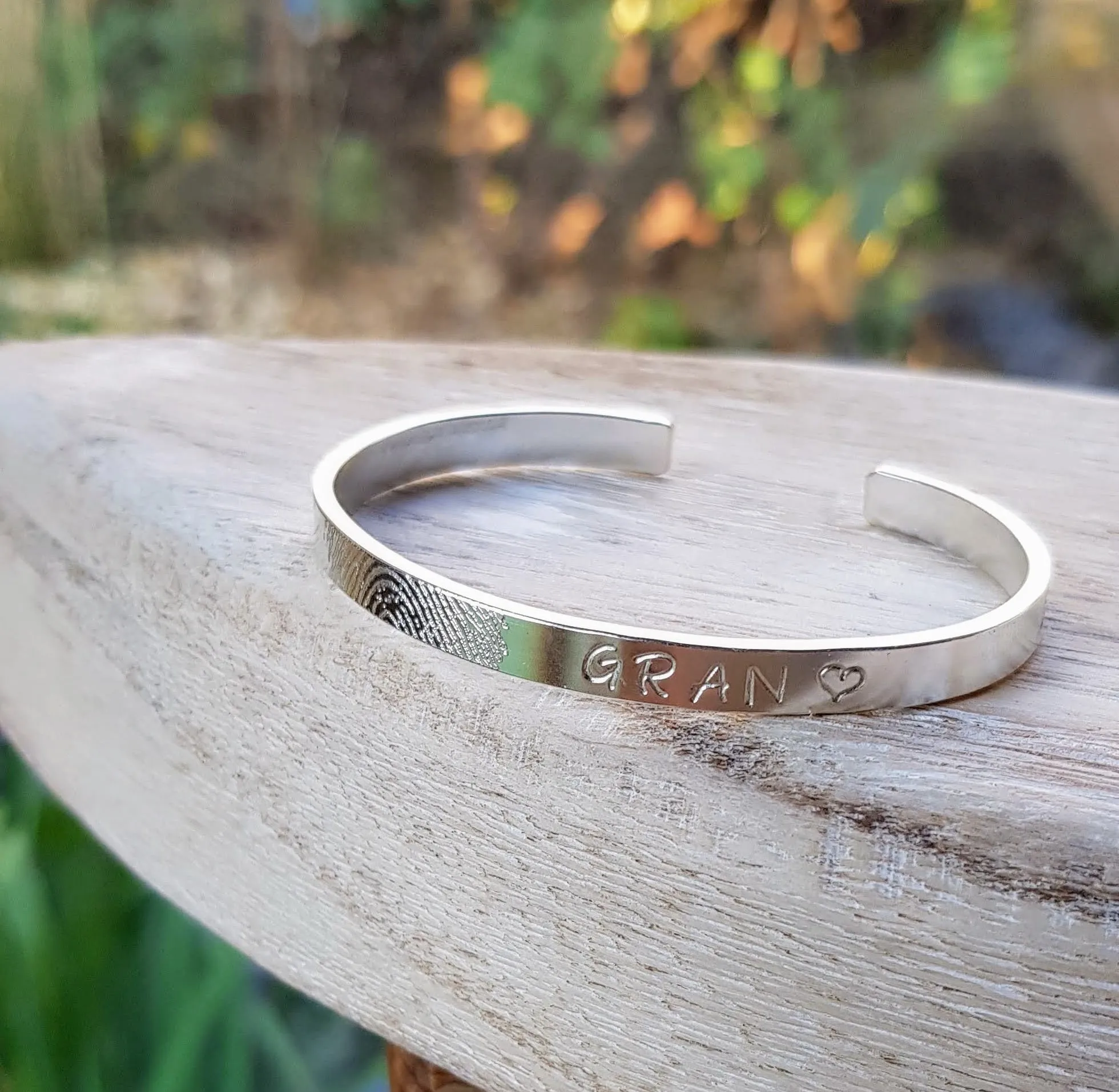 Silver Fingerprint & Stamping Cuff