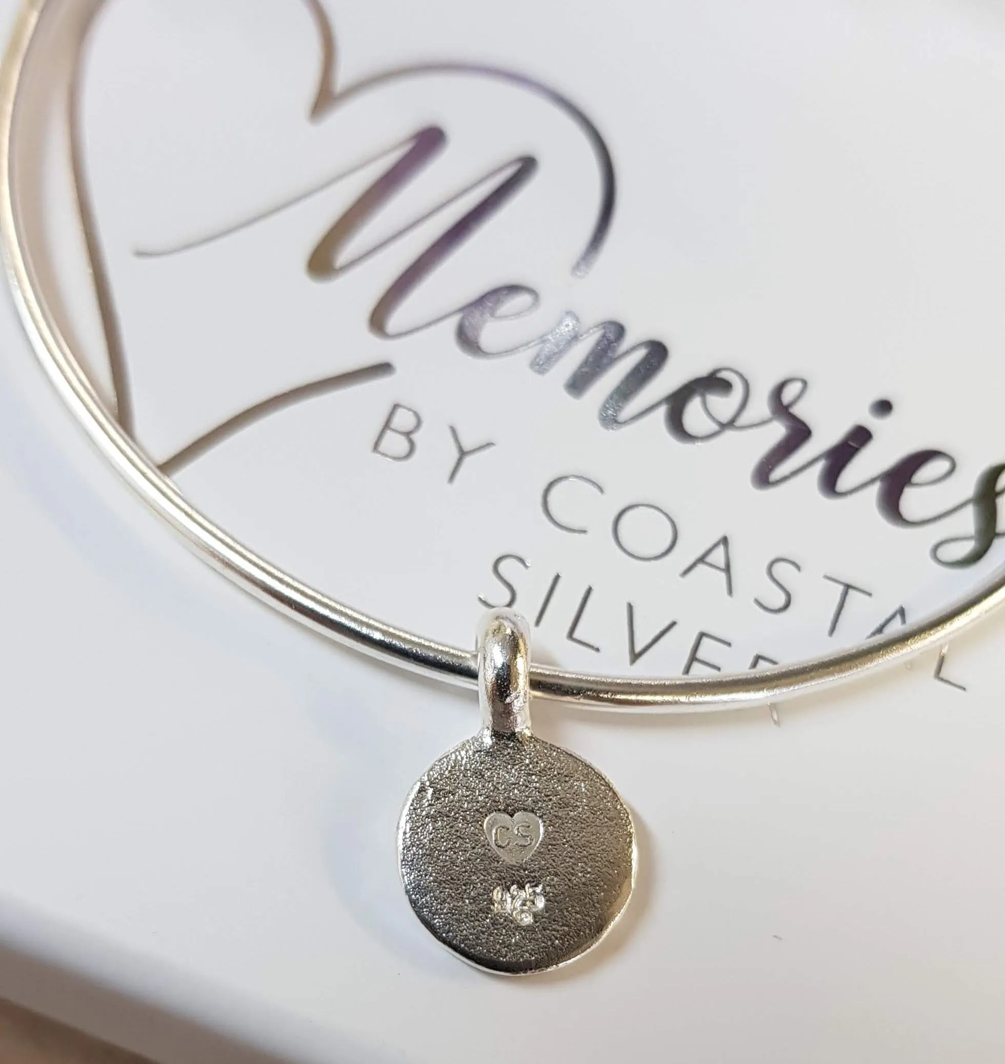 Silver Fingerprint 'Disc' Bangle