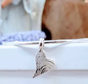 Silver 'Wonky Heart' Fingerprint Bangle