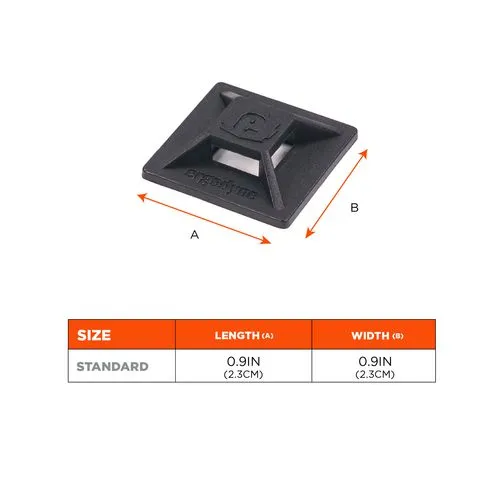 Squids 3701 Mini Adhesive Mount Replacements, 2 Lb Max Safe Working Capacity, 0.9" Long, Black,10/pack, Ships In 1-3 Bus Days