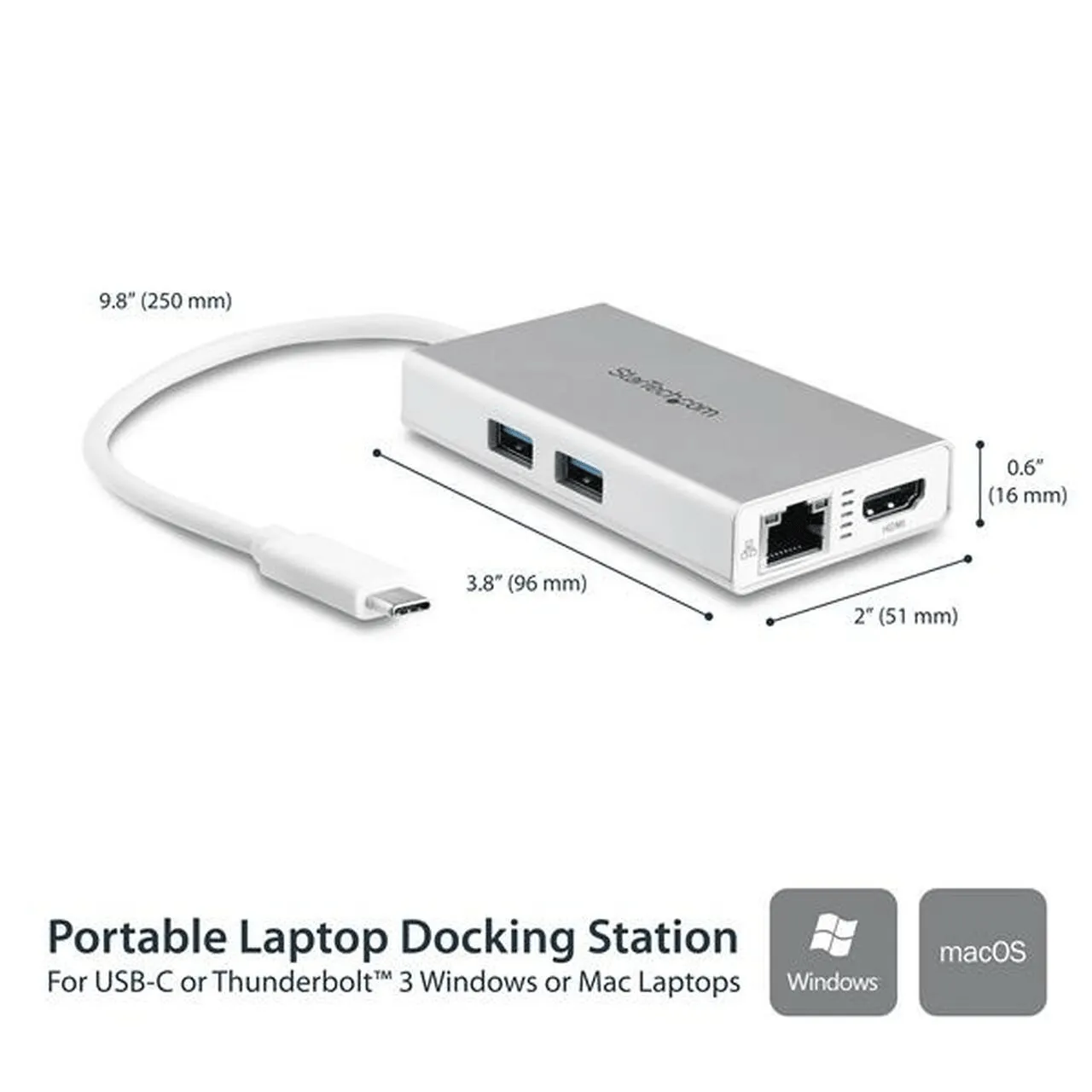 Startech USB-C Multiport Docking Station Adapter Mini Portable HDMI Ethernet USB