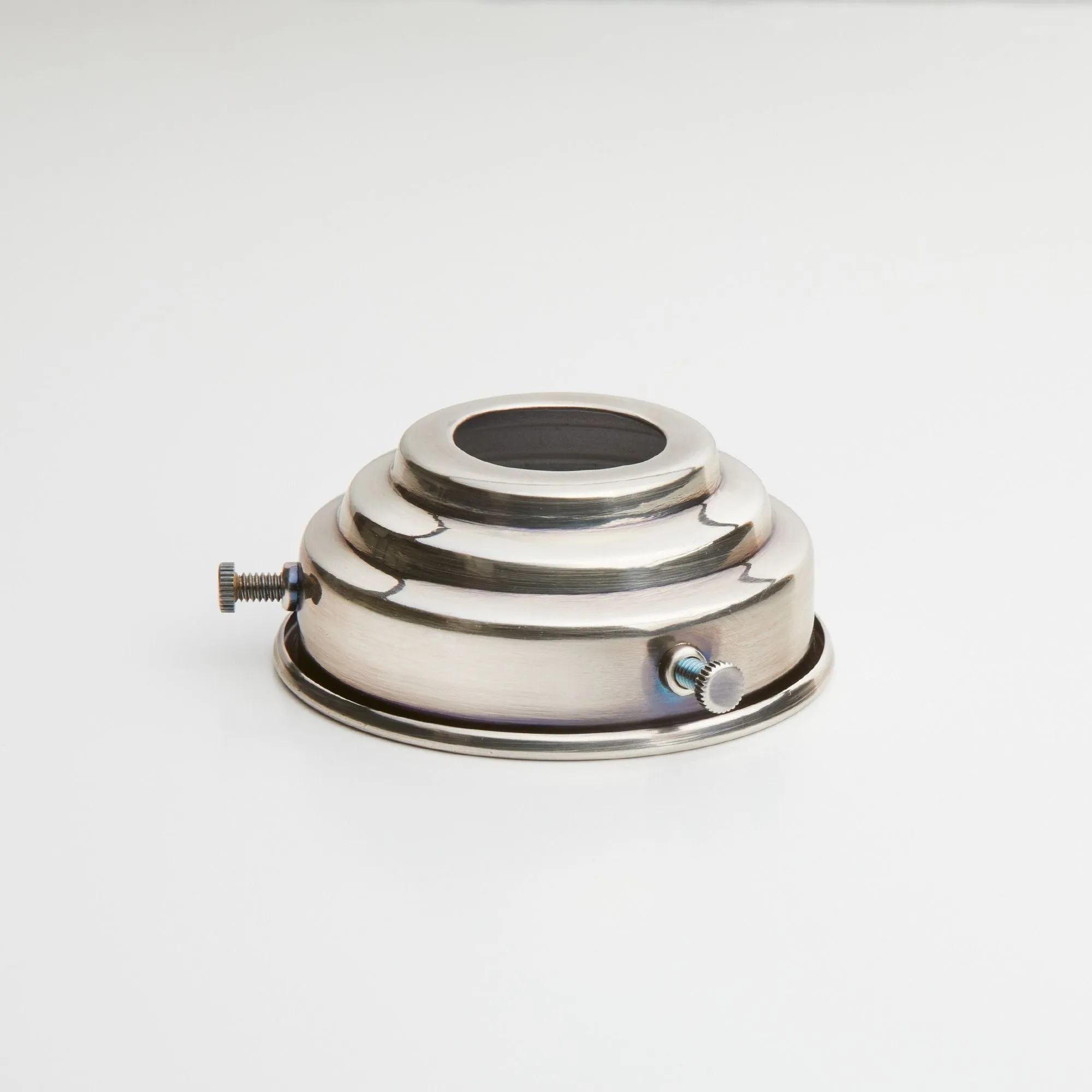 Stepped gallery in antiqued silver