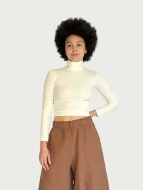 Technical Mock Neck Top in Creamy