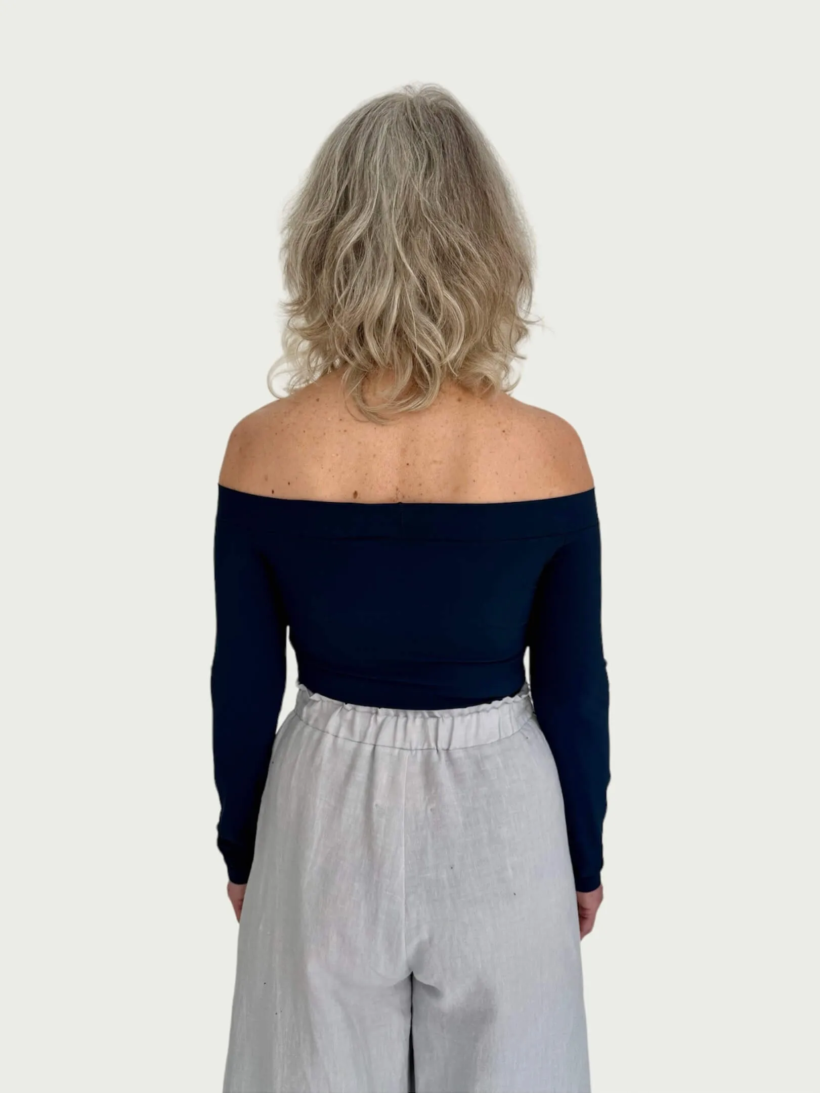 Technical Off-Shoulder Long Line in Deep Navy