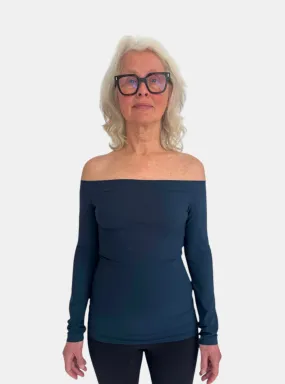 Technical Off-Shoulder Long Line in Deep Navy