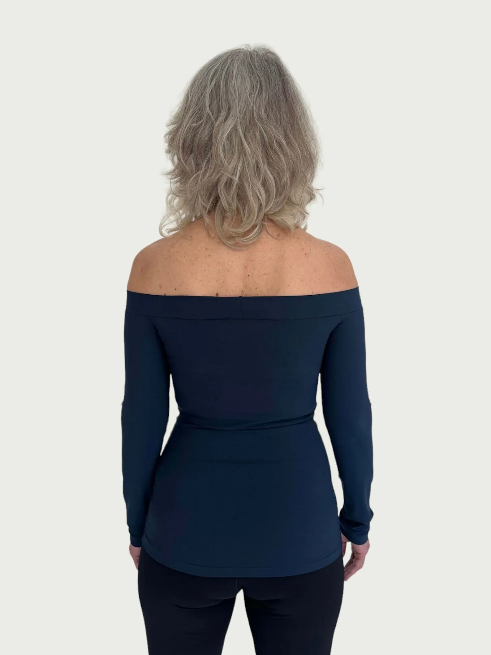 Technical Off-Shoulder Long Line in Deep Navy