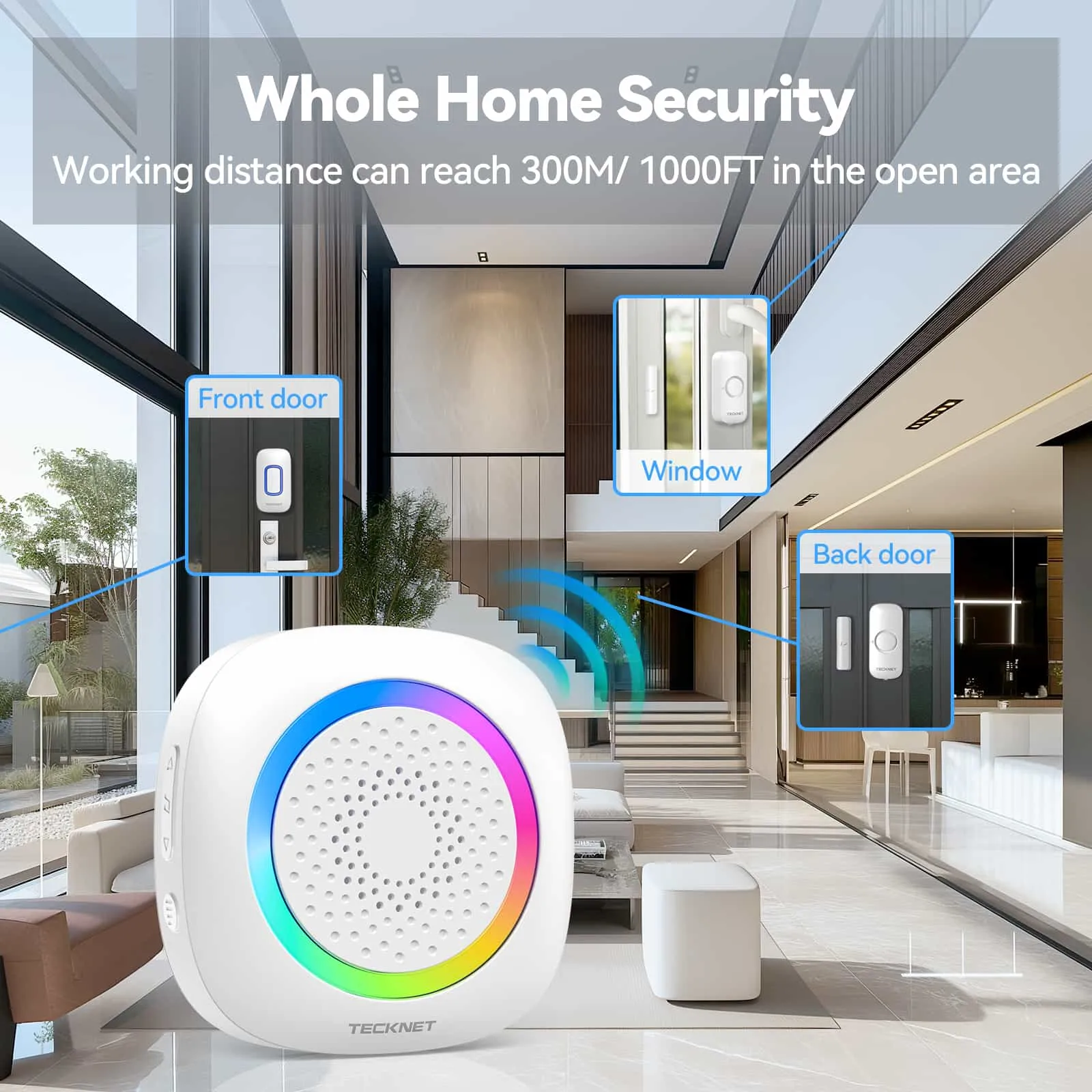 TECKNET Wireless Door and Window Open Sensor Alarm Chime