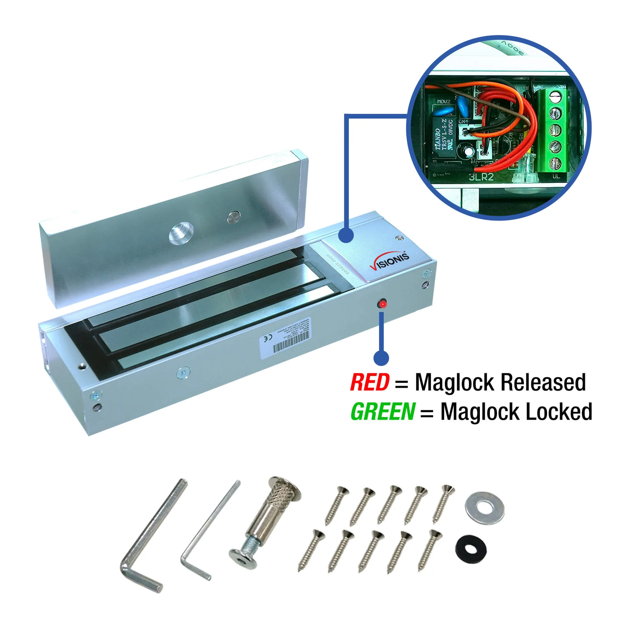 Visionis FPC-5295 One Door Access Control In Swinging Door 1200lbs Maglock   Outdoor Keypad/Reader Standalone   Mini Controller   Wiegand 26, No Software, EM Card, 1000 Users, Wireless Receiver Kit