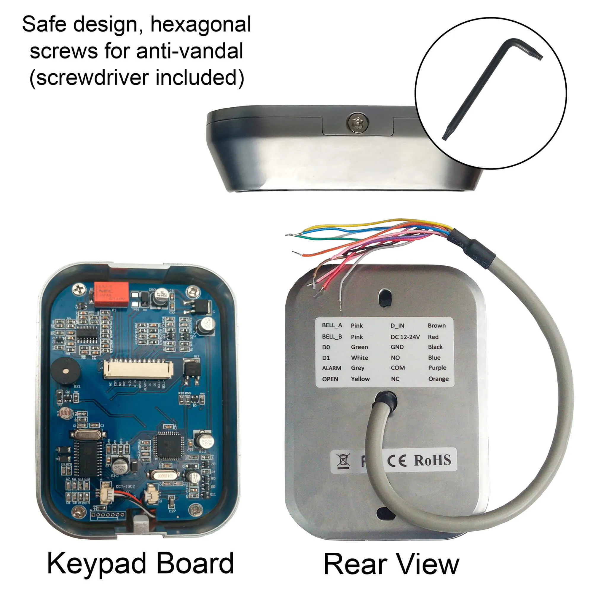 Visionis FPC-5295 One Door Access Control In Swinging Door 1200lbs Maglock   Outdoor Keypad/Reader Standalone   Mini Controller   Wiegand 26, No Software, EM Card, 1000 Users, Wireless Receiver Kit