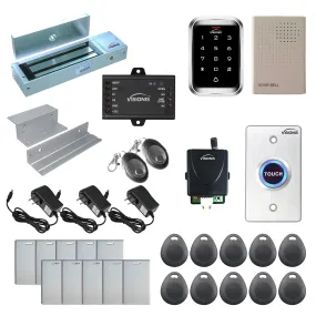 Visionis FPC-5295 One Door Access Control In Swinging Door 1200lbs Maglock   Outdoor Keypad/Reader Standalone   Mini Controller   Wiegand 26, No Software, EM Card, 1000 Users, Wireless Receiver Kit