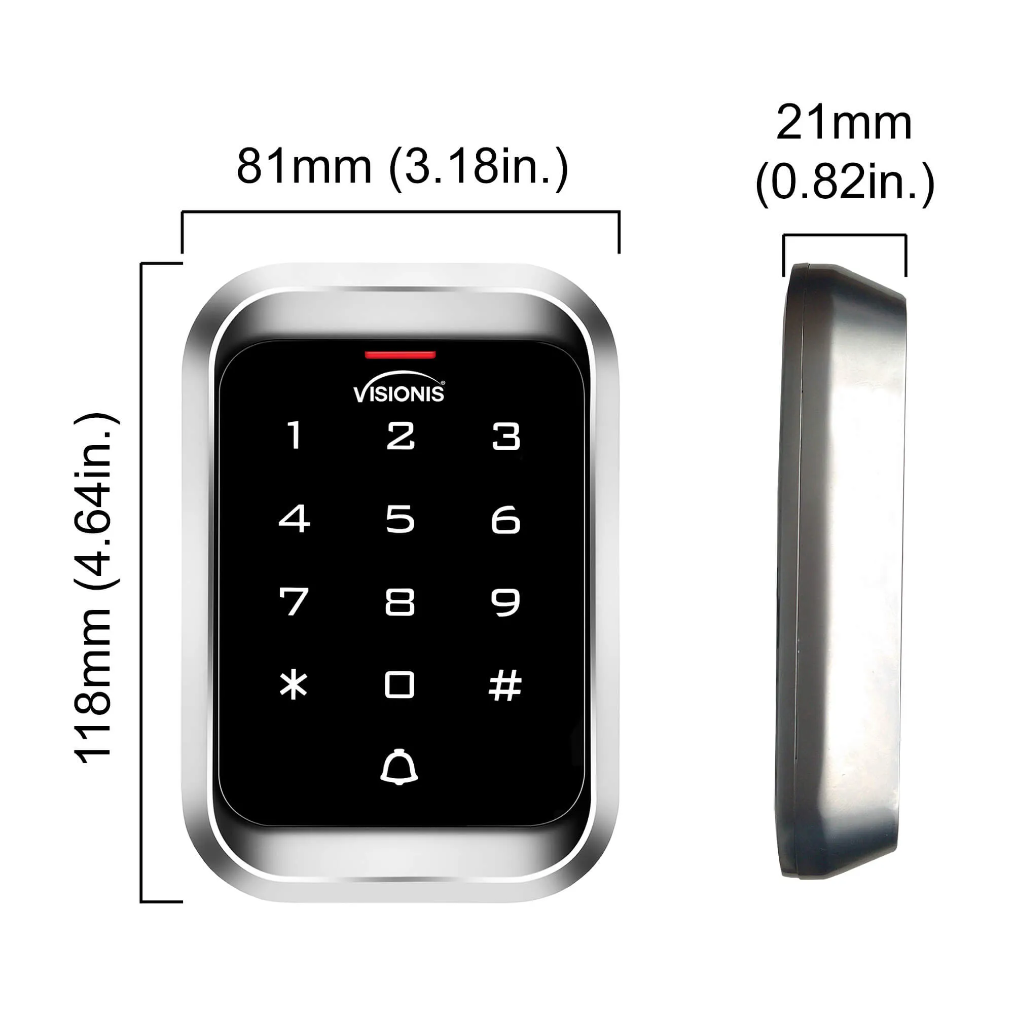 Visionis FPC-5295 One Door Access Control In Swinging Door 1200lbs Maglock   Outdoor Keypad/Reader Standalone   Mini Controller   Wiegand 26, No Software, EM Card, 1000 Users, Wireless Receiver Kit