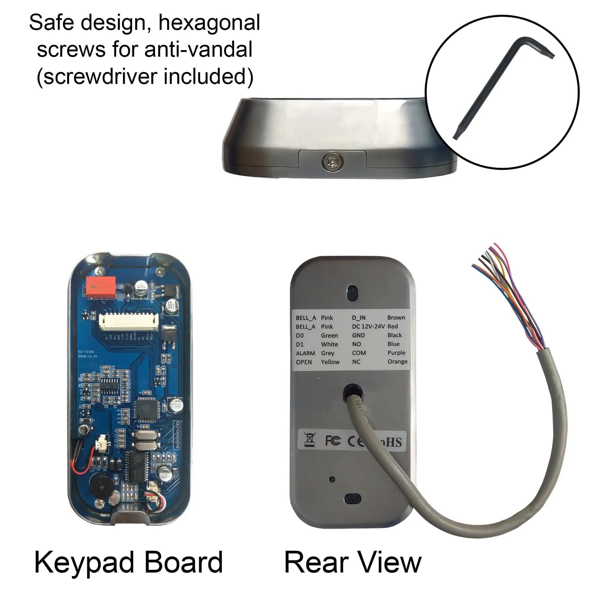 Visionis FPC-5589 One Door Access Control In Swinging Door 300lbs Maglock   Slim Outdoor Digital Touch Keypad/ Reader Standalone   Mini Controller   Wiegand 26, No Software, EM Card, 1000 Users Kit