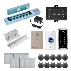 Visionis FPC-5589 One Door Access Control In Swinging Door 300lbs Maglock   Slim Outdoor Digital Touch Keypad/ Reader Standalone   Mini Controller   Wiegand 26, No Software, EM Card, 1000 Users Kit