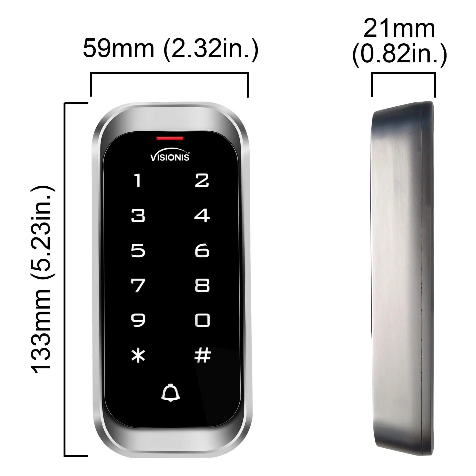 Visionis FPC-5593 One Door Access Control In Swinging Door 600lbs Maglock   Slim Outdoor Digital Touch Keypad/ Reader Standalone   Mini Controller   Wiegand 26, No Software, EM Card, 1000 Users Kit