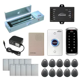Visionis FPC-5596 One Door Access Control Out Swinging Door 1200lbs Maglock   Slim Outdoor Digital Touch Keypad/ Reader Standalone   Mini Controller   Wiegand 26, No Software, EM Card, 1000 Users Kit