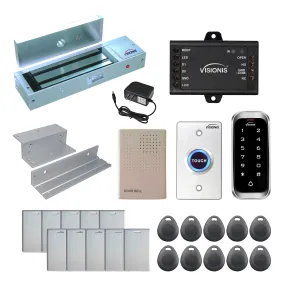 Visionis FPC-5597 One Door Access Control In Swinging Door 1200lbs Maglock   Slim Outdoor Digital Touch Keypad/ Reader Standalone   Mini Controller   Wiegand 26, No Software, EM Card, 1000 Users Kit
