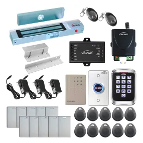 Visionis FPC-5613 One Door Access Control In Swinging Door 300lbs Maglock   Outdoor Metal Touch Keypad/Reader Standalone   Mini Controller   Wiegand 26, No Software, EM Card   Wireless Receiver Kit