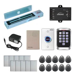 Visionis FPC-5616 One Door Access Control Out Swinging Door 600lbs Maglock   Outdoor Metal Touch Keypad/Reader Standalone With Mini Controller   Wiegand 26, No Software, EM Card, 1000 Users Kit