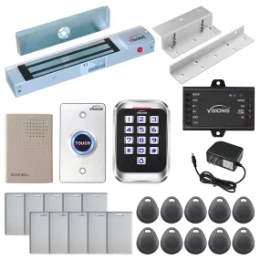 Visionis FPC-5617-A One Door Access Control In Swinging Door 300lbs Maglock   Outdoor Metal Touch Keypad/Reader Standalone With Mini Controller   Wiegand 26, No Software, EM Card, 1000 Users Kit