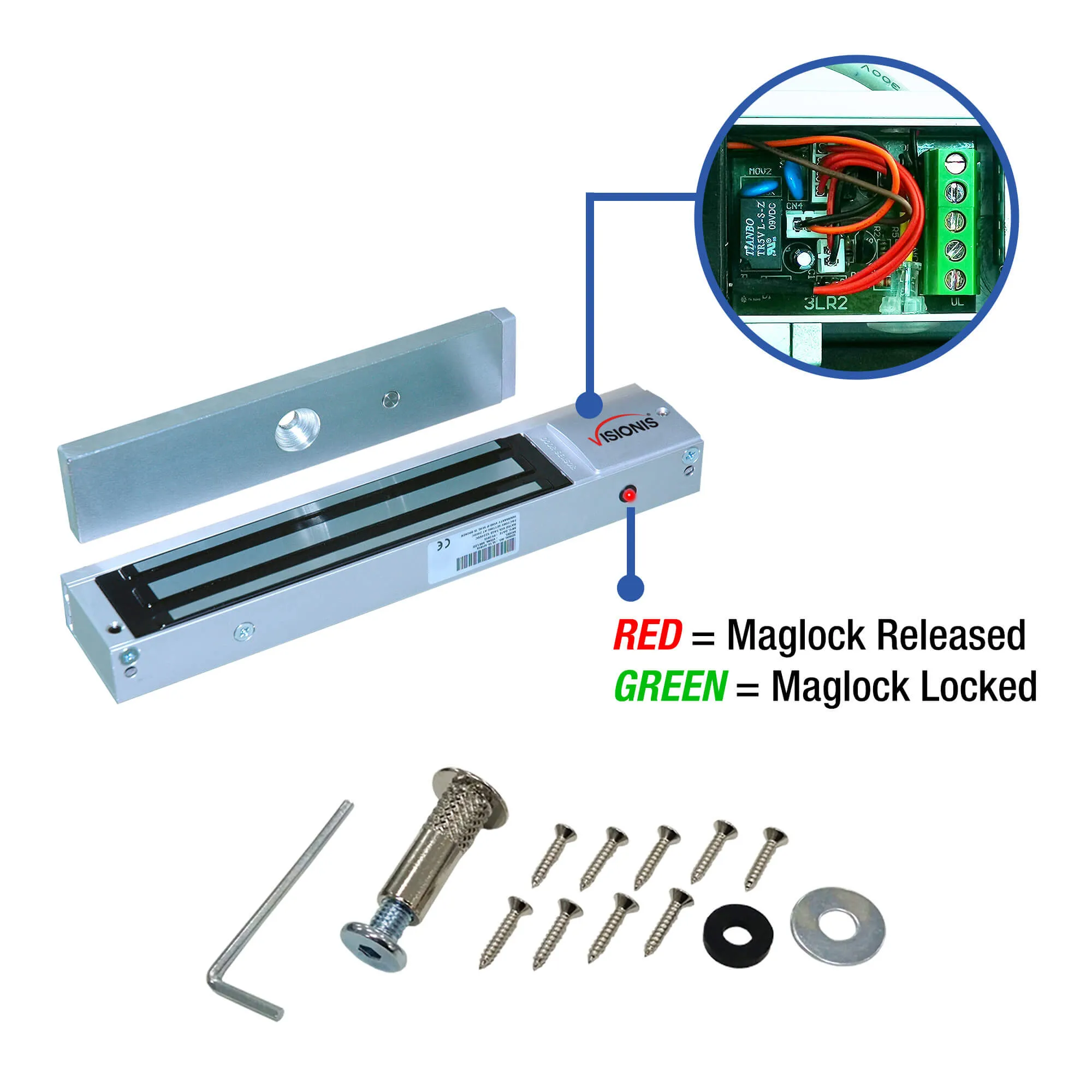 Visionis FPC-5617 One Door Access Control In Swinging Door 600lbs Maglock   Outdoor Metal Touch Keypad/Reader Standalone With Mini Controller   Wiegand 26, No Software, EM Card, 1000 Users Kit