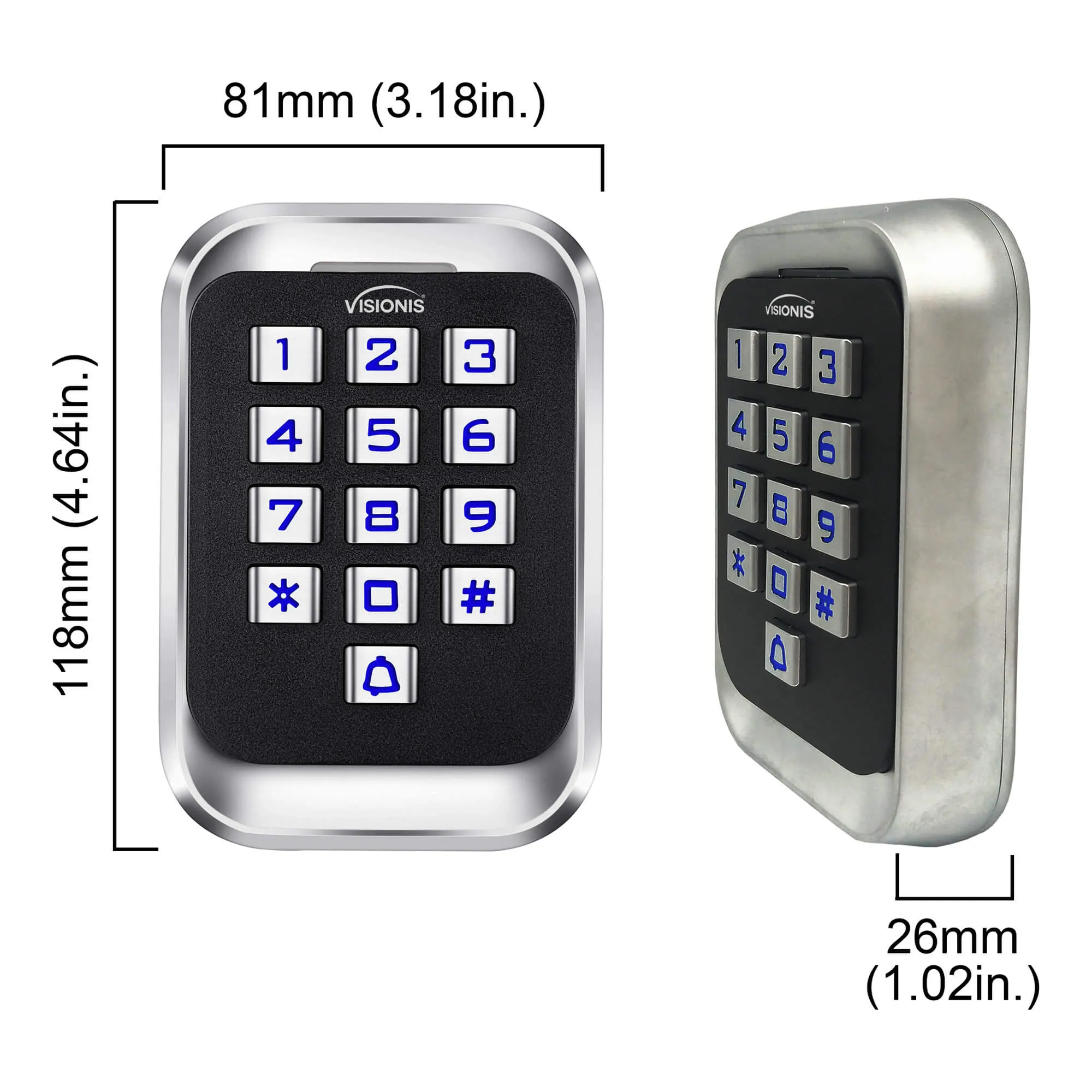 Visionis FPC-5617 One Door Access Control In Swinging Door 600lbs Maglock   Outdoor Metal Touch Keypad/Reader Standalone With Mini Controller   Wiegand 26, No Software, EM Card, 1000 Users Kit