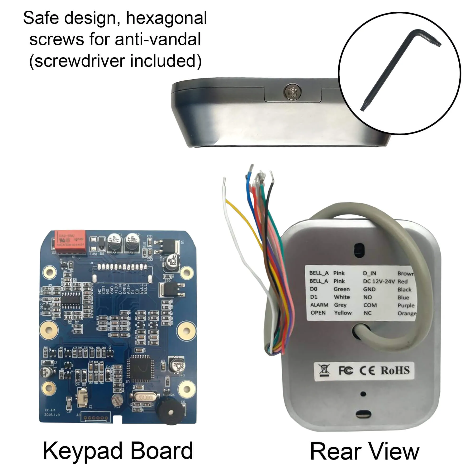 Visionis FPC-5617 One Door Access Control In Swinging Door 600lbs Maglock   Outdoor Metal Touch Keypad/Reader Standalone With Mini Controller   Wiegand 26, No Software, EM Card, 1000 Users Kit