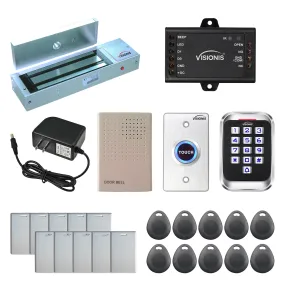 Visionis FPC-5620 One Door Access Control Out Swinging Door 1200lbs Maglock   Outdoor Metal Touch Keypad/Reader Standalone With Mini Controller   Wiegand 26, No Software, EM Card, 1000 Users Kit