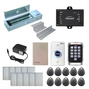 Visionis FPC-5621 One Door Access Control In Swinging Door 1200lbs Maglock   Outdoor Metal Touch Keypad/Reader Standalone With Mini Controller   Wiegand 26, No Software, EM Card, 1000 Users Kit
