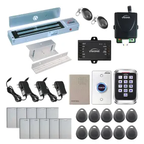 Visionis FPC-5629 One Door Access Control In Swinging Door 600lbs Maglock   Outdoor Metal Touch Keypad/Reader Standalone With Mini Controller   Wiegand 26, No Software EM Card   Wireless Receiver Kit