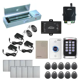 Visionis FPC-5632 One Door Access Control Out Swinging Door 1200lbs Maglock   Outdoor Metal Touch Keypad/Reader Standalone   Mini Controller   Wiegand 26, No Software, EM Card   Wireless Receiver Kit