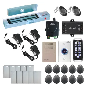 Visionis FPC-5636 One Door Access Control Out Swinging Door 300lbs Maglock   Outdoor Slim Metal Touch Keypad/Reader Standalone   Mini Controller   Wiegand 26, No Software, EM Card   Wireless Receiver
