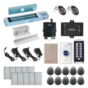 Visionis FPC-5637 One Door Access Control In Swinging Door 300lbs Maglock   Outdoor Slim Metal Touch Keypad/Reader Standalone   Mini Controller   Wiegand 26, No Software, EM Card   Wireless Receiver