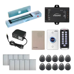 Visionis FPC-5640-A One Door Access Control Out Swinging Door 300lbs Maglock   Outdoor Slim Metal Touch Keypad/Reader Standalone With Mini Controller   Wiegand 26, No Software, EM Card, 1000 Users Kit