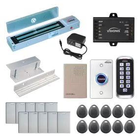Visionis FPC-5641 One Door Access Control In Swinging Door 600lbs Maglock   Outdoor Slim Metal Touch Keypad/Reader Standalone With Mini Controller   Wiegand 26, No Software, EM Card, 1000 Users Kit