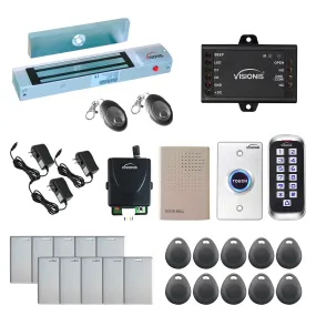 Visionis FPC-5652 One Door Access Control Out Swinging Door 600lbs Maglock   Outdoor Slim Metal Touch Keypad/Reader Standalone   Mini Controller   Wiegand 26, No Software, EM Card   Wireless Receiver