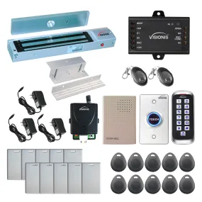 Visionis FPC-5653 One Door Access Control In Swinging Door 600lbs Maglock   Outdoor Slim Metal Touch Keypad/Reader Standalone   Mini Controller   Wiegand 26, No Software, EM Card   Wireless Receiver