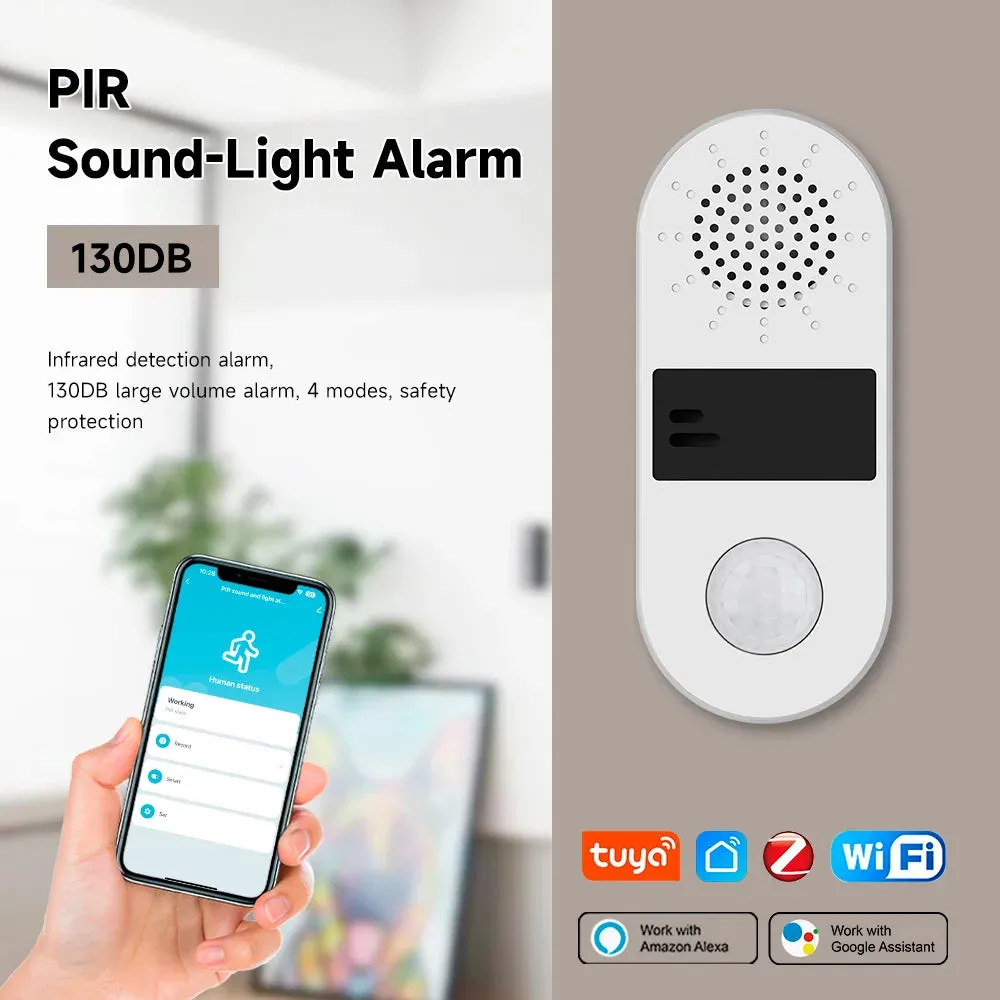 Wi-Fi Motion Sensor Alarm, 130dB Siren, 4 Alarm Modes, App & Voice Control