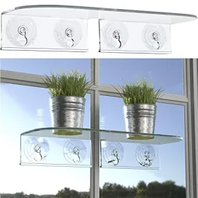 Window Garden Double Veg Ledge– Window Shelf for Plants. Low Profile, Quality Acrylic. Large Strong and Reliable Suction Cups. Window Sill Extender for Microgreens Kit, Seed Starter, Pots, Planters.