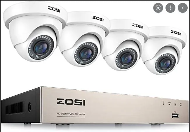 ZOSI 8CH 1080P Camera System HD-TVI DVR   4pcs CCTV Dome Cameras   2TB Hard Drive